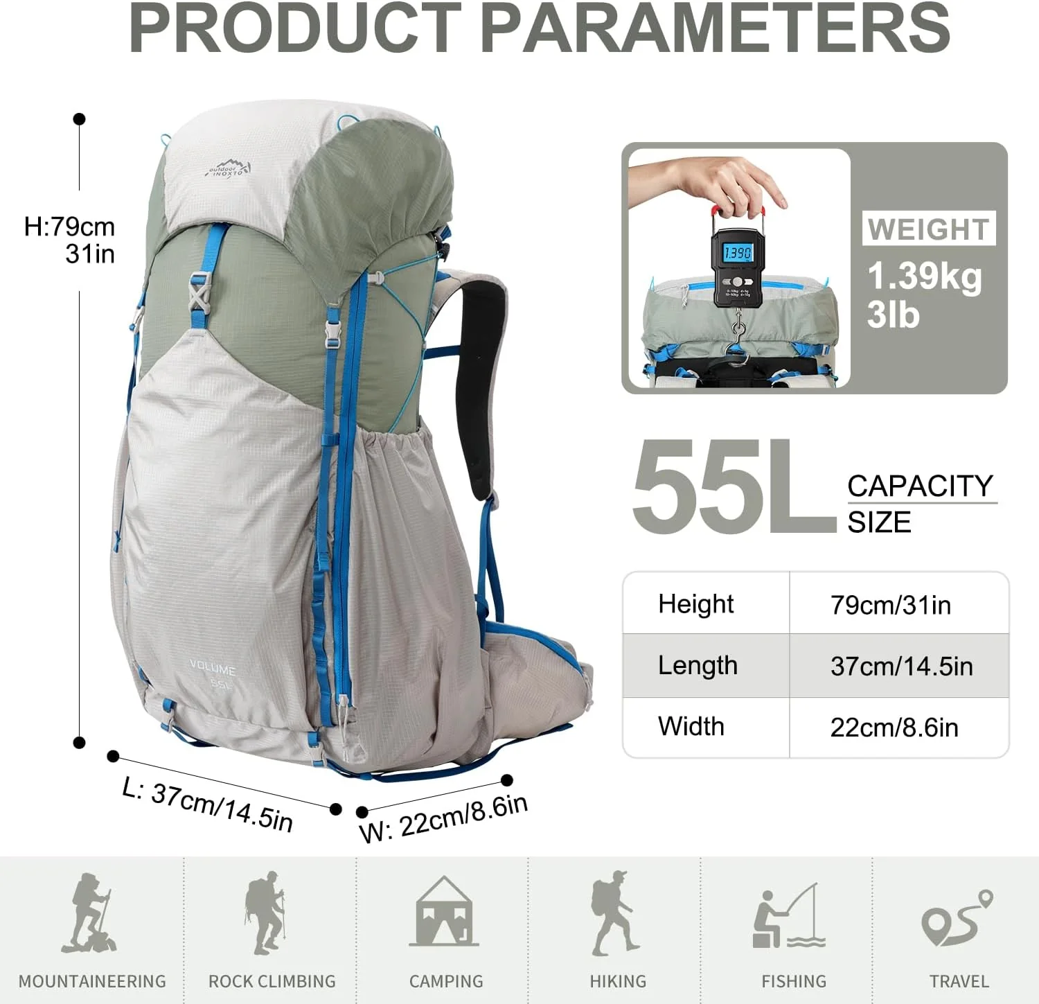 INOXTO Summit 55L Backpack - Image 13