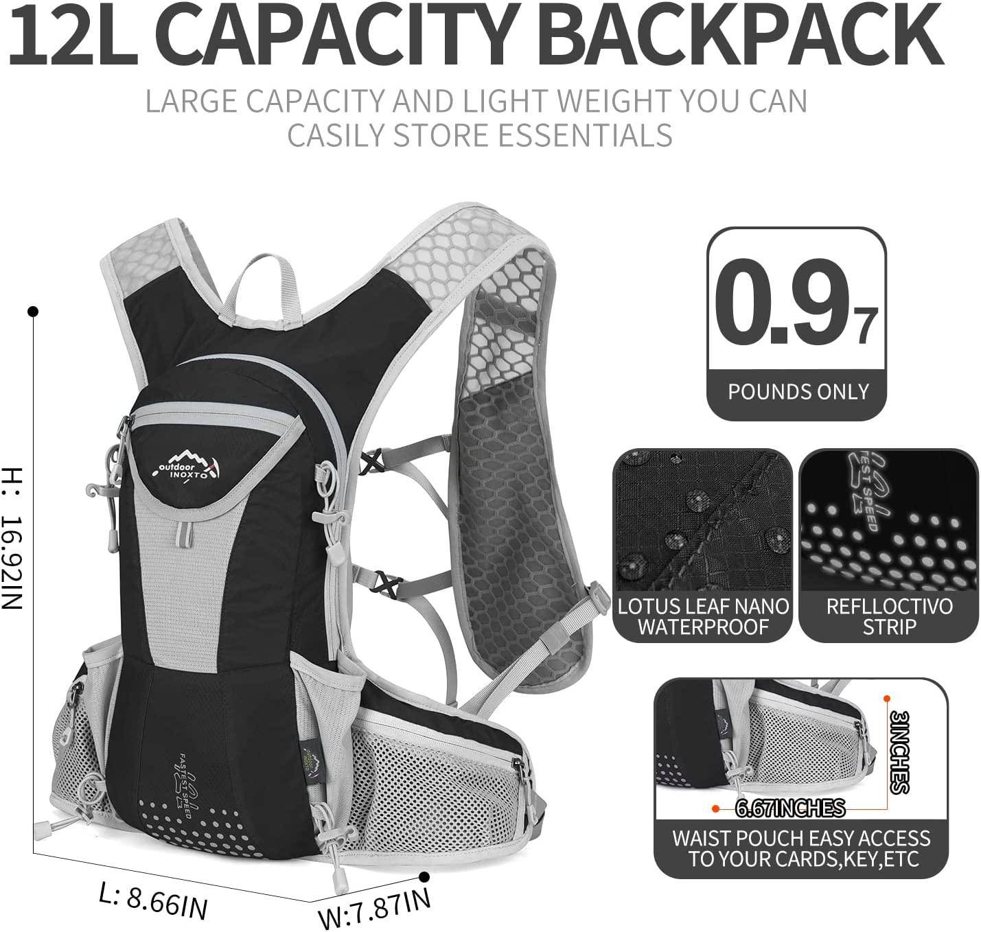 INOXTO 12 Hydration Pack Backpack for Outdoor Trail Marathon Race Set - Image 3