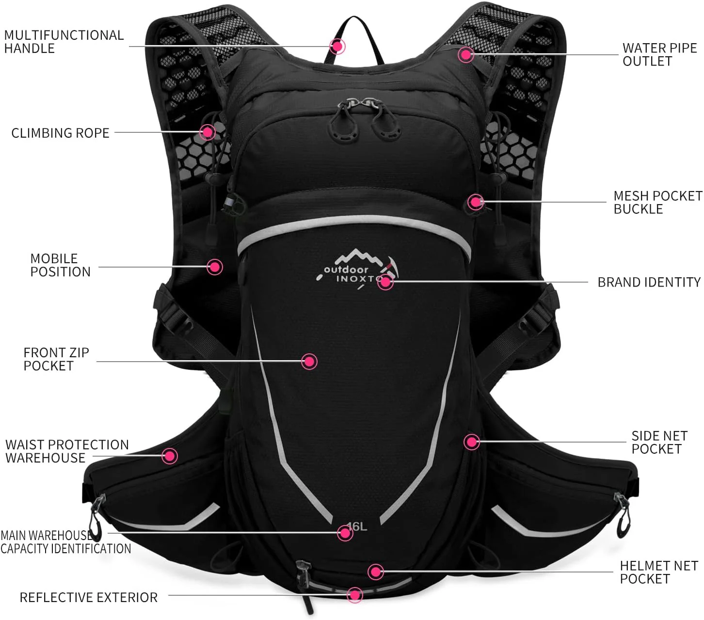 INOXTO 16 Hydration Backpack Lightweight Pack - Image 12