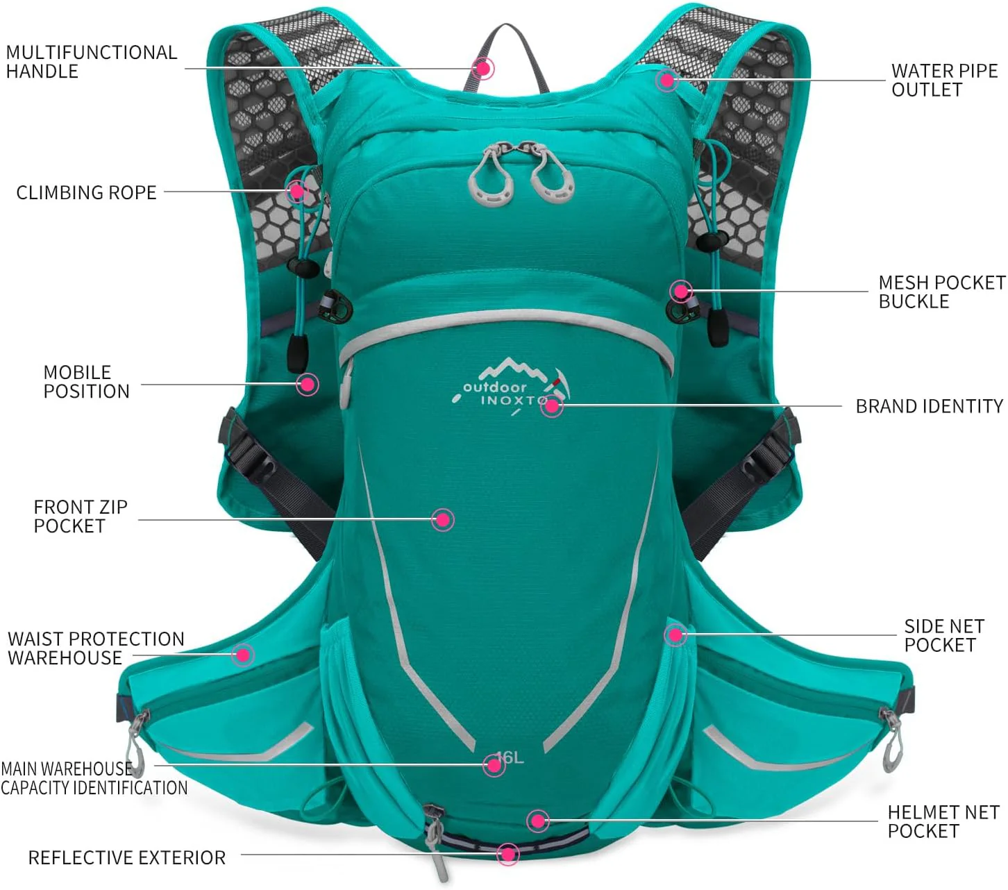 INOXTO 16 Hydration Backpack Lightweight Pack - Image 18