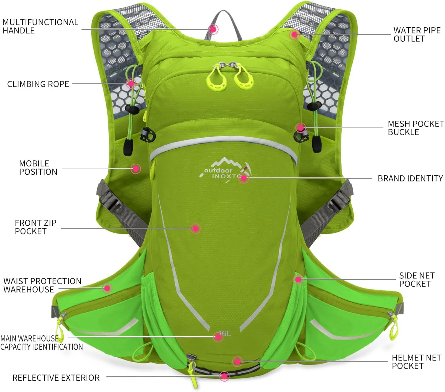 INOXTO 16 Hydration Backpack Lightweight Pack - Image 21