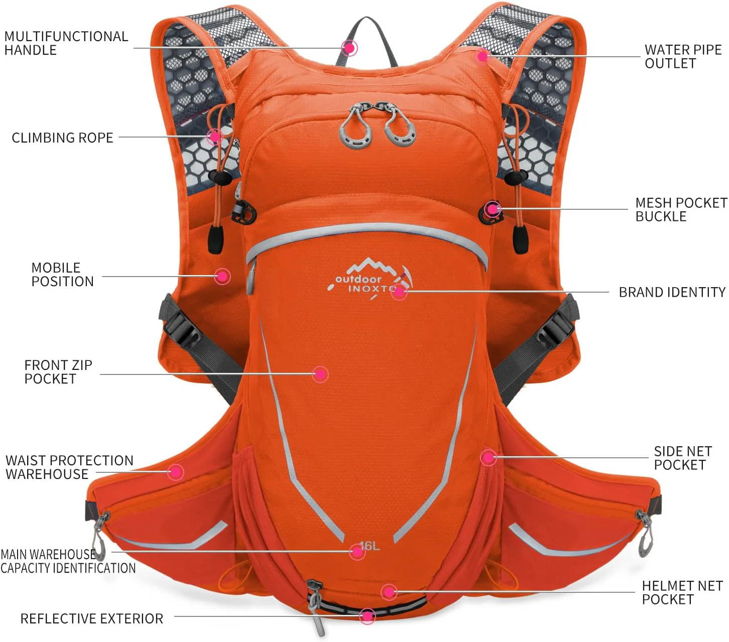 INOXTO 16 Hydration Backpack Lightweight Pack - Image 4