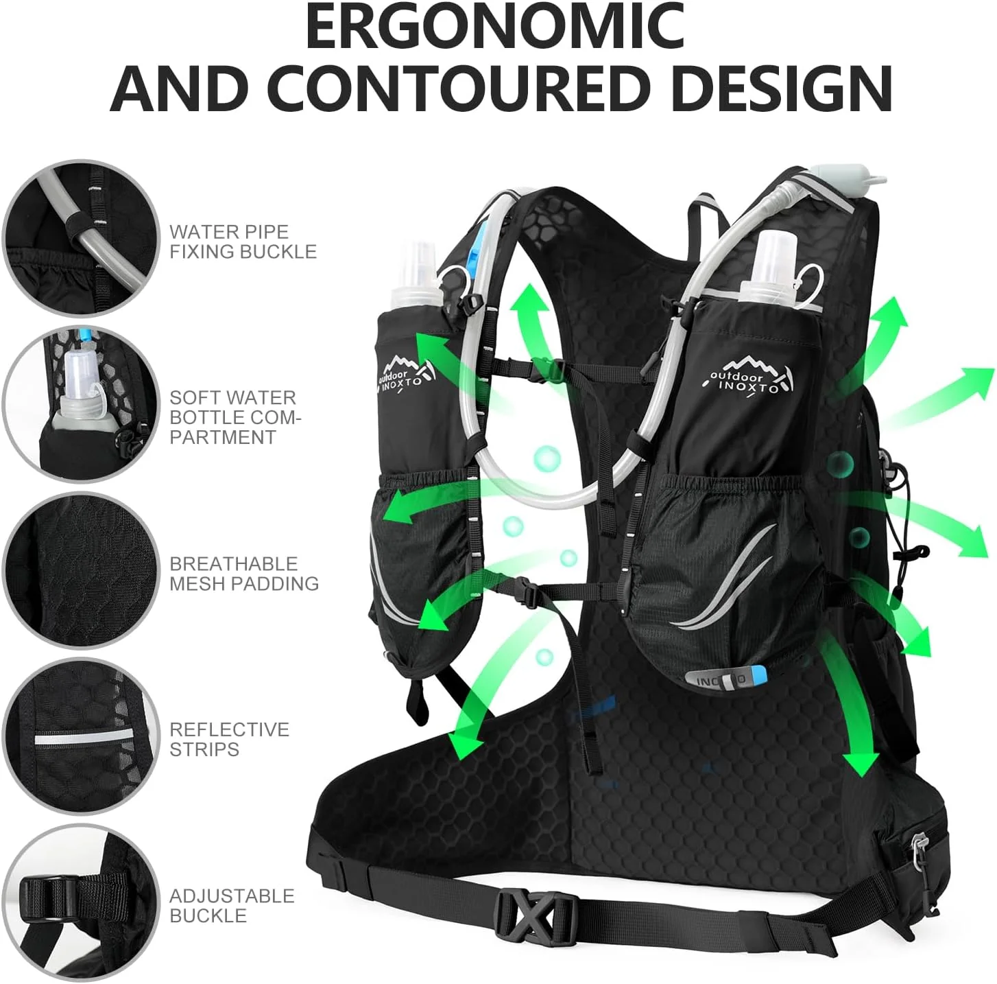 INOXTO 18L Hydration Backpack for Women Men with 2L Water Bladder - Image 13