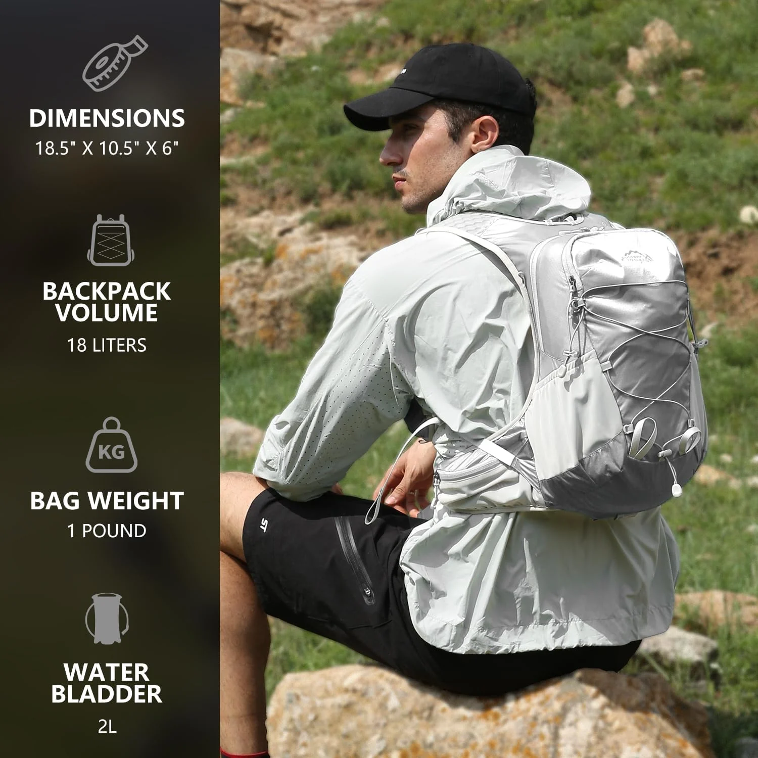 INOXTO 18L Hydration Backpack for Women Men with 2L Water Bladder - Image 3
