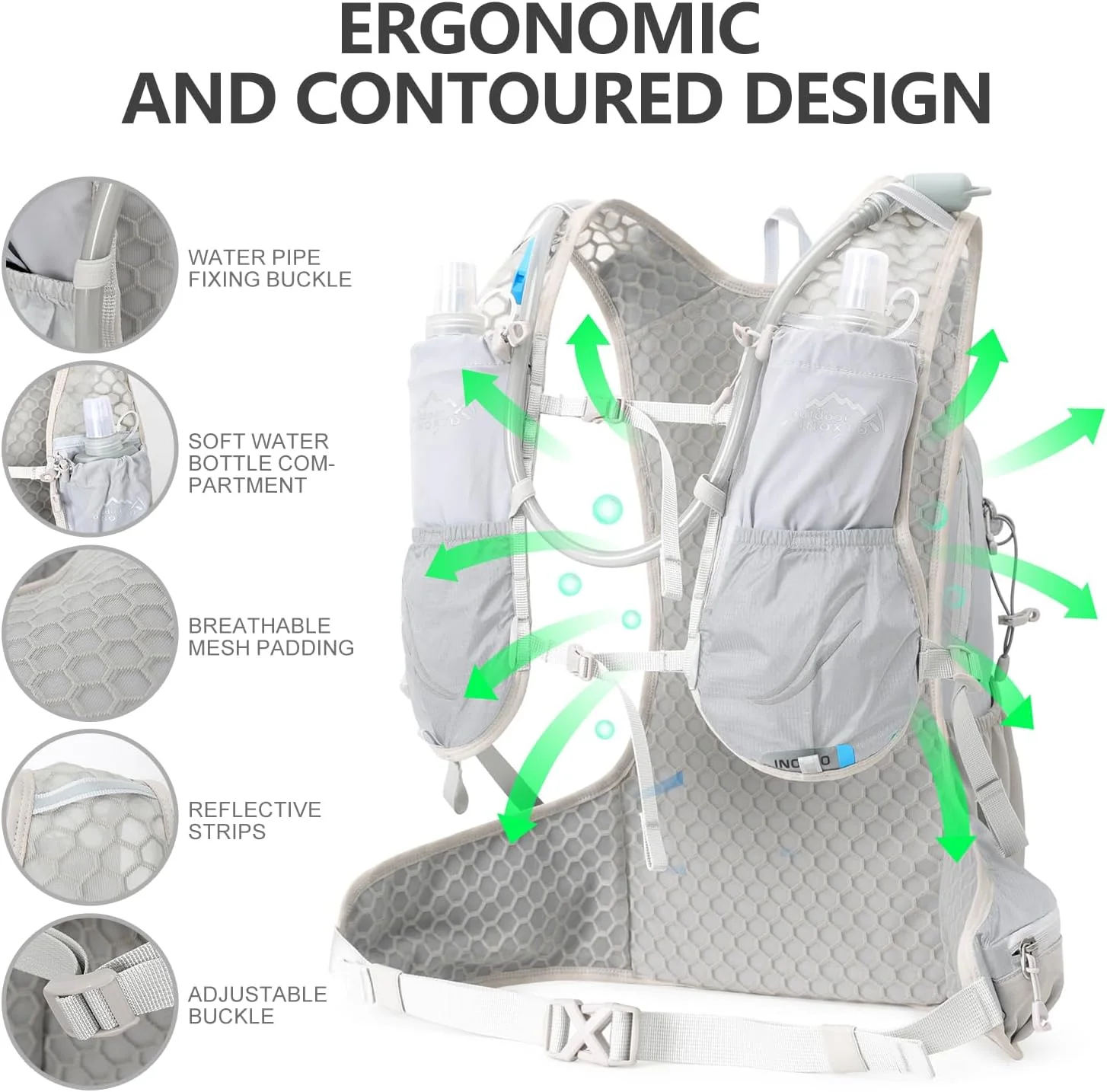 INOXTO 18L Hydration Backpack for Women Men with 2L Water Bladder - Image 6
