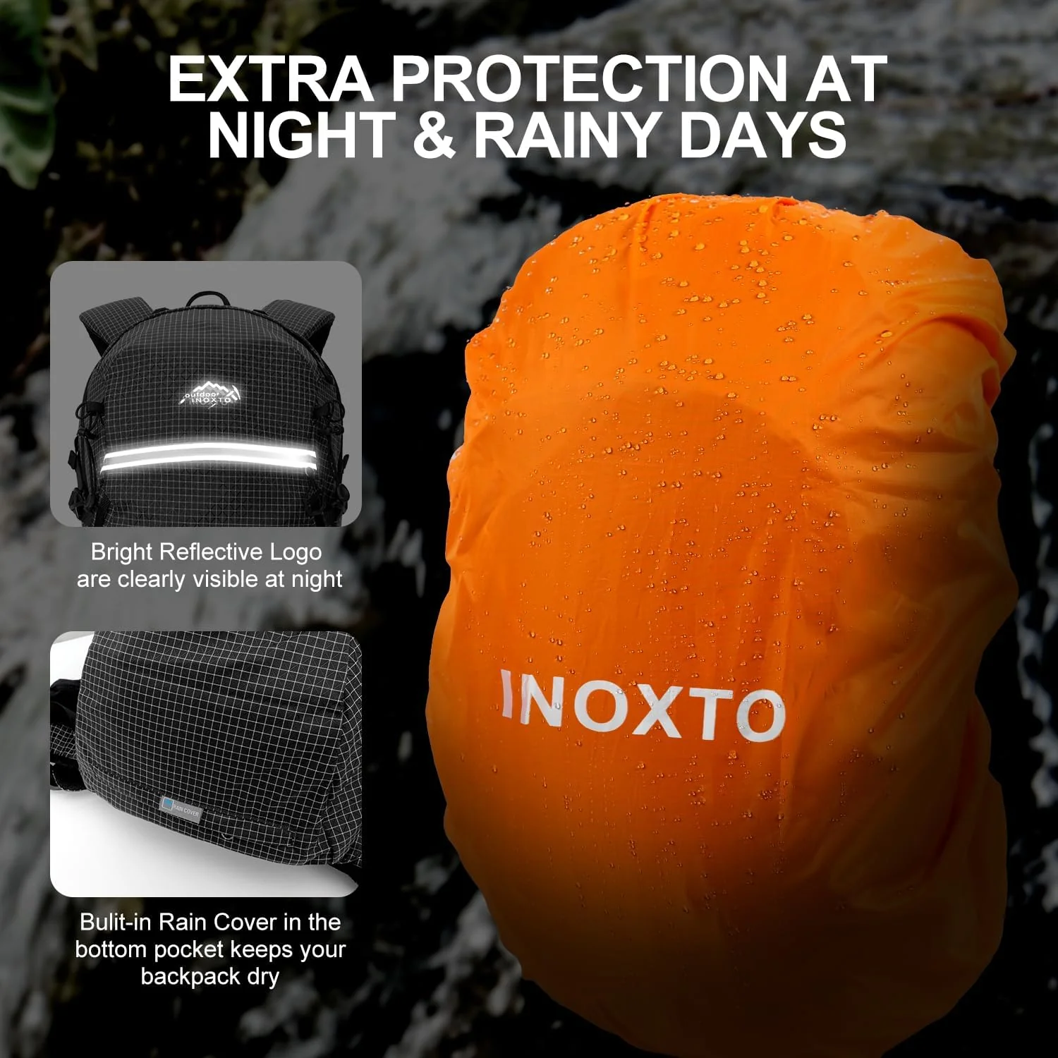 INOXTO 25L Hydration Hiking Backpack with 3L Water Bladder and Rain Cover - Image 14