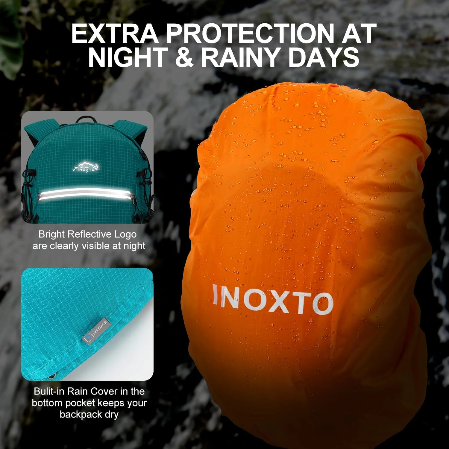 INOXTO 25L Hydration Hiking Backpack with 3L Water Bladder and Rain Cover - Image 20