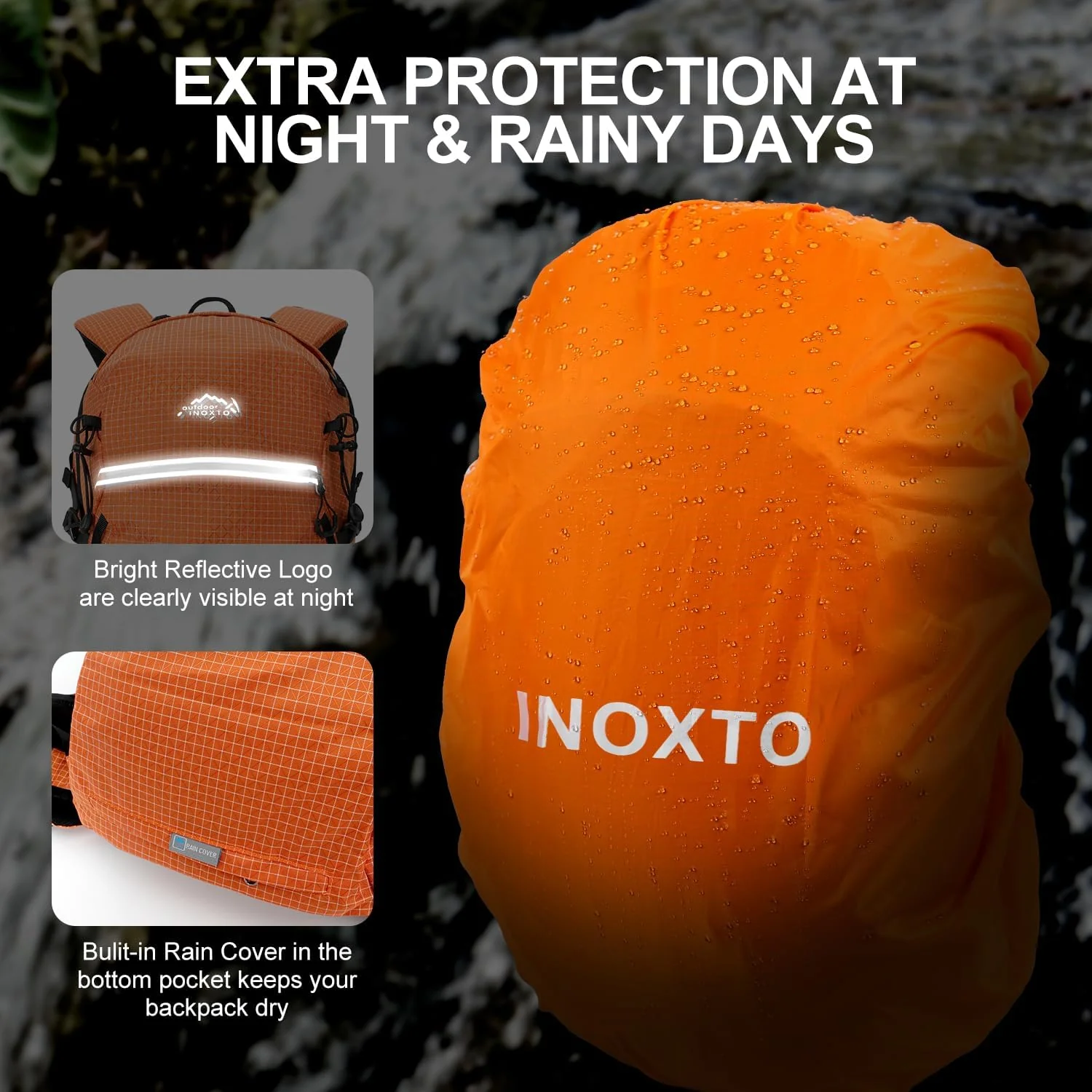 INOXTO 25L Hydration Hiking Backpack with 3L Water Bladder and Rain Cover - Image 26