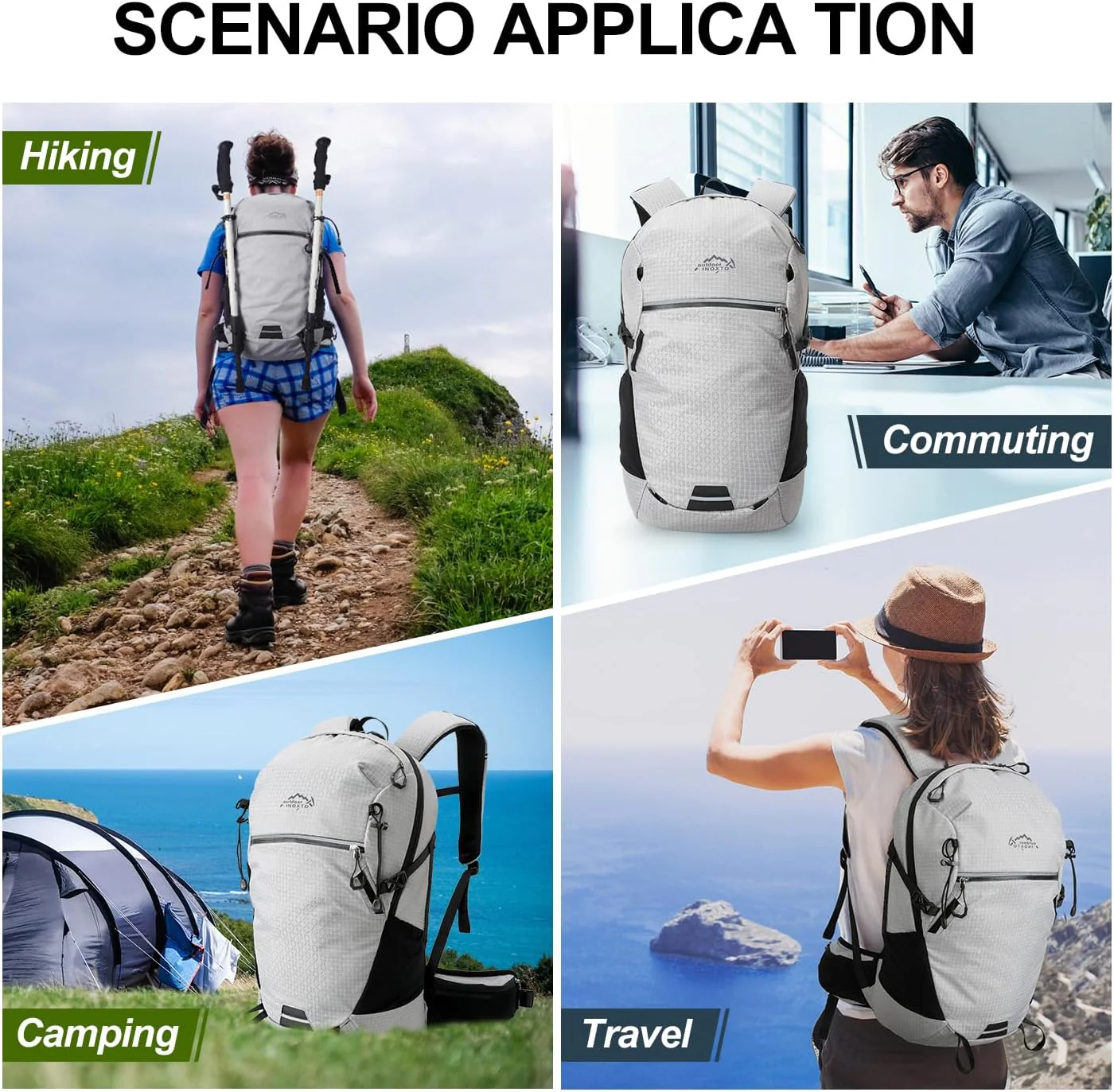 INOXTO 25L Hydration Hiking Backpack with 3L Water Bladder and Rain Cover - Image 6