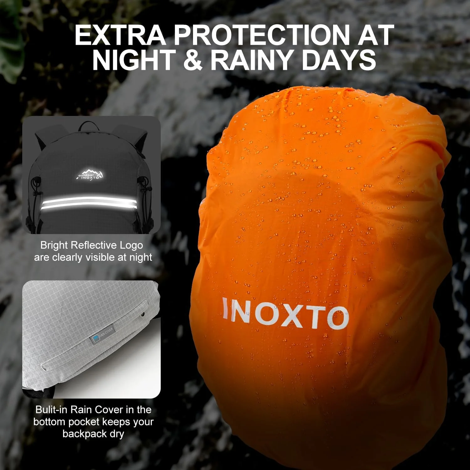 INOXTO 25L Hydration Hiking Backpack with 3L Water Bladder and Rain Cover - Image 7