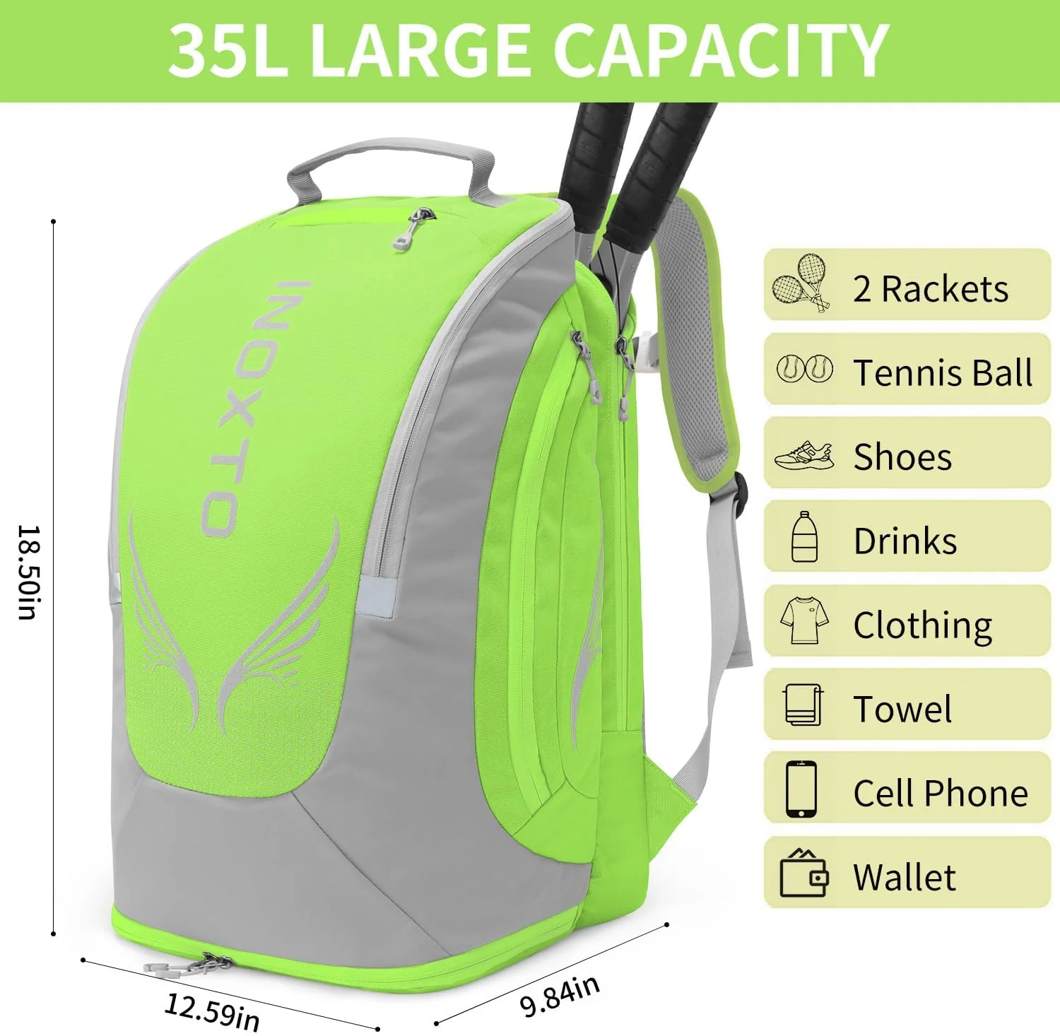 INOXTO 35 Tennis Bag-Racket Sports Backpack - Image 21