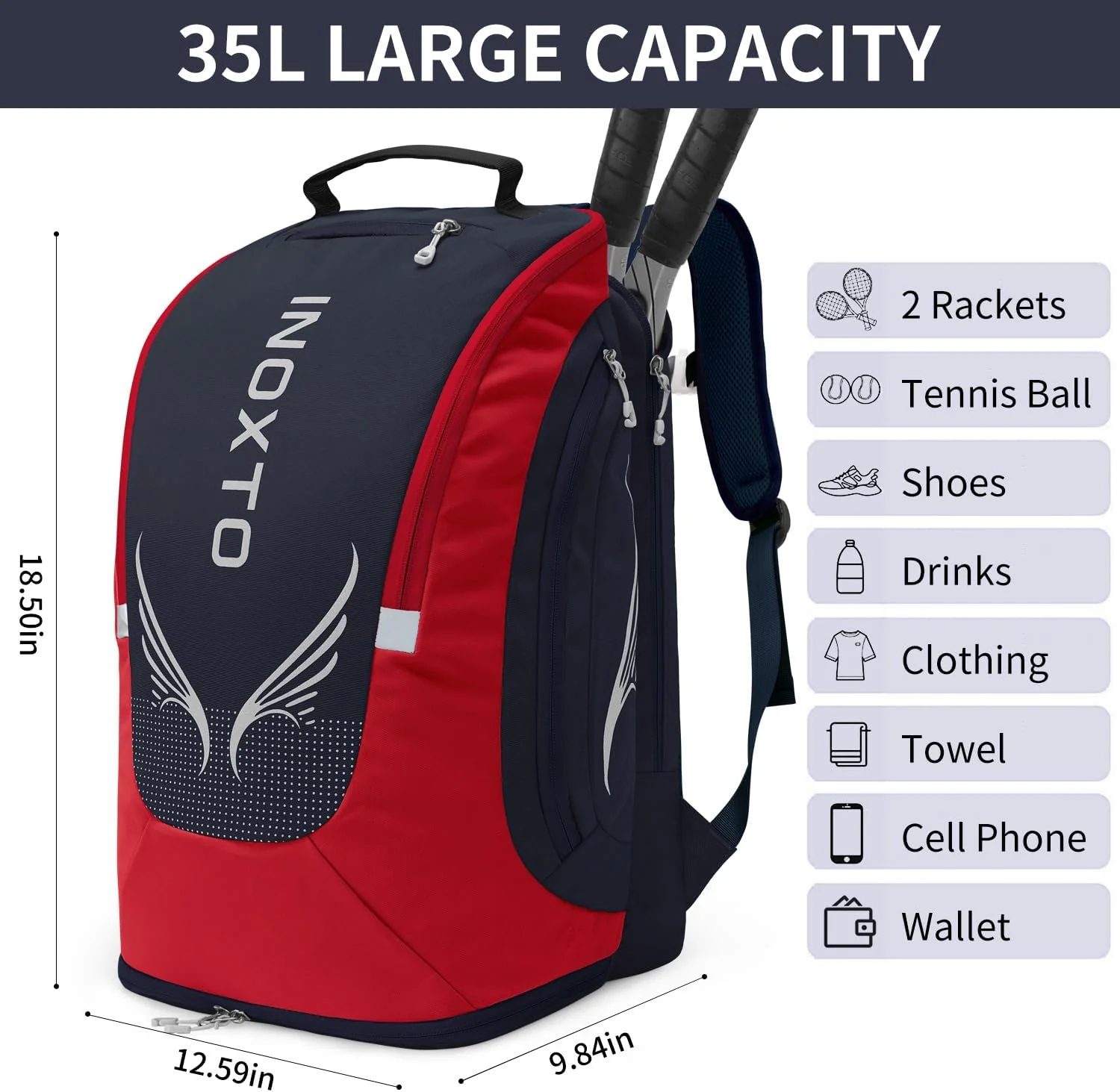 INOXTO 35 Tennis Bag-Racket Sports Backpack - Image 27