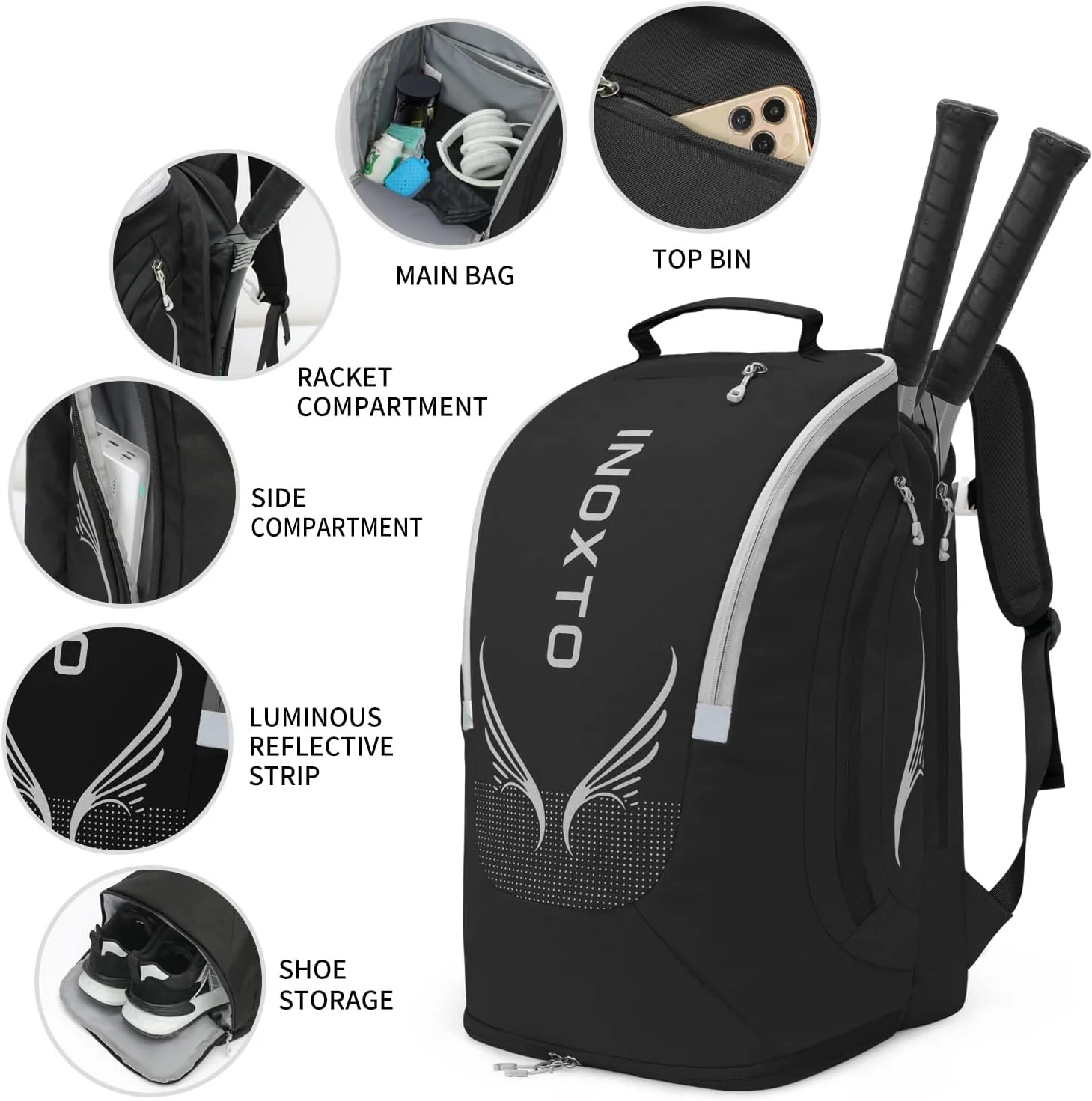 INOXTO 35 Tennis Bag-Racket Sports Backpack - Image 4