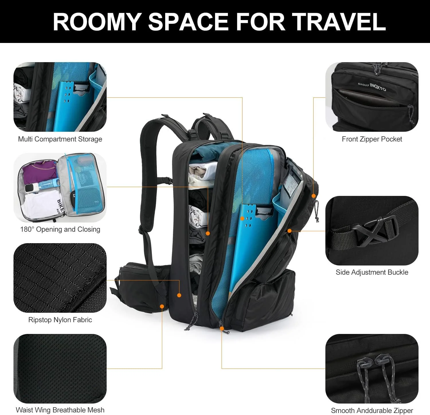 INOXTO 35 Travel Daypack, Flight Approved Carry on Backpack - Image 10