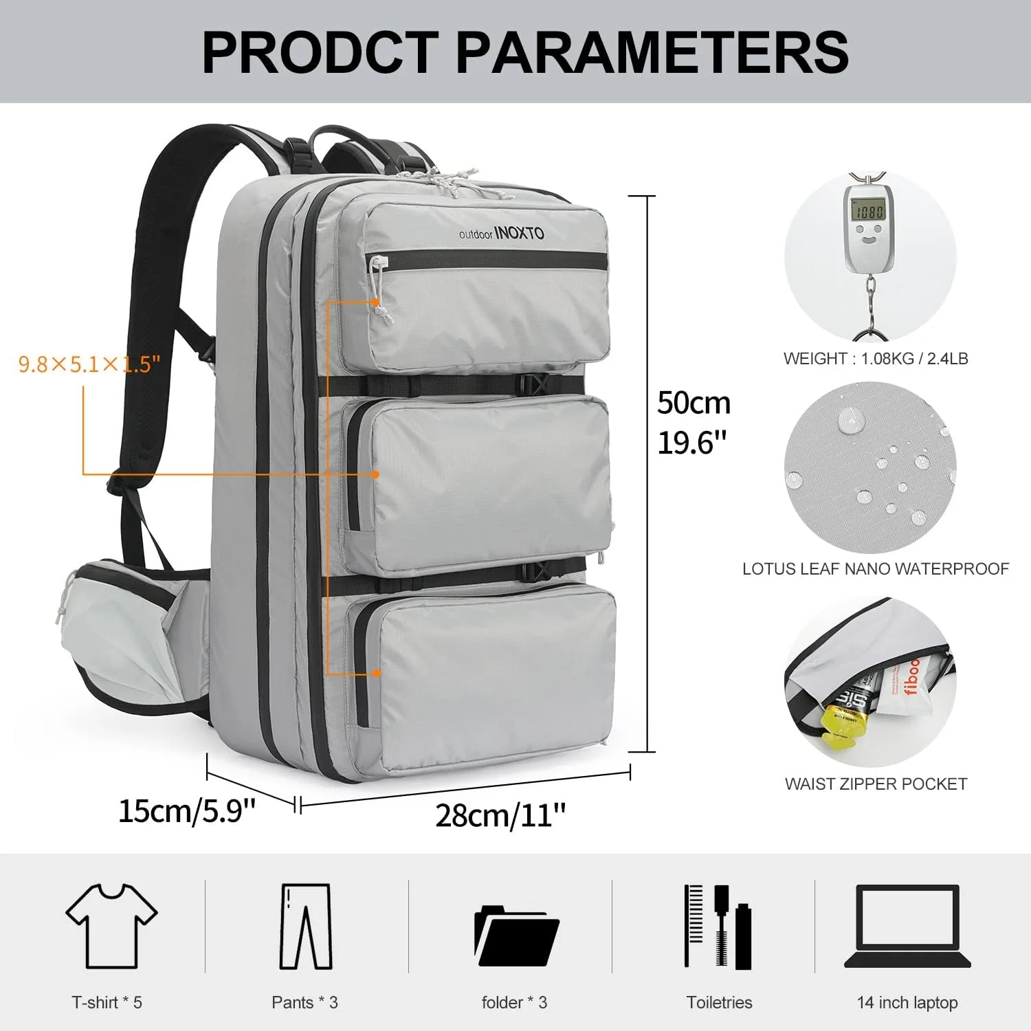 INOXTO 35 Travel Daypack, Flight Approved Carry on Backpack - Image 7