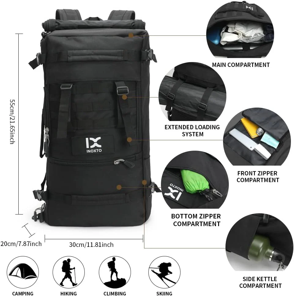 INOXTO 40L Hiking Backpack Lightweight Waterproof Backpack for Men Women - Image 4