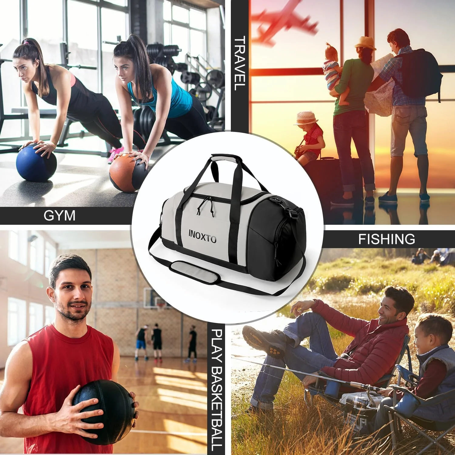 INOXTO 55L Sports Gym Bag Travel Duffel Bag - Image 5