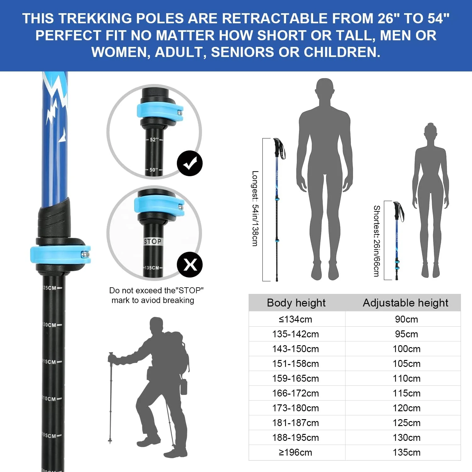 INOXTO Aircraft-Grade Aluminum Trekking Poles - 2-Pc Pack - Image 9