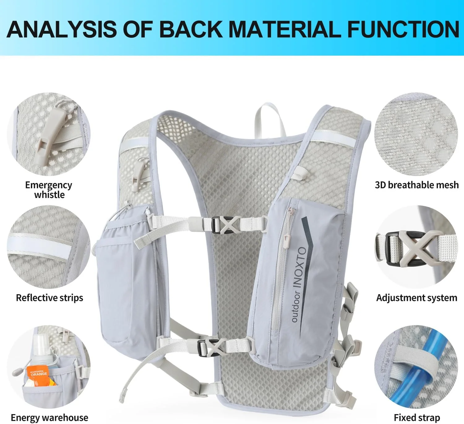 INOXTO Light Run 3.0 Pro Running Hydration Vest Set - Image 3