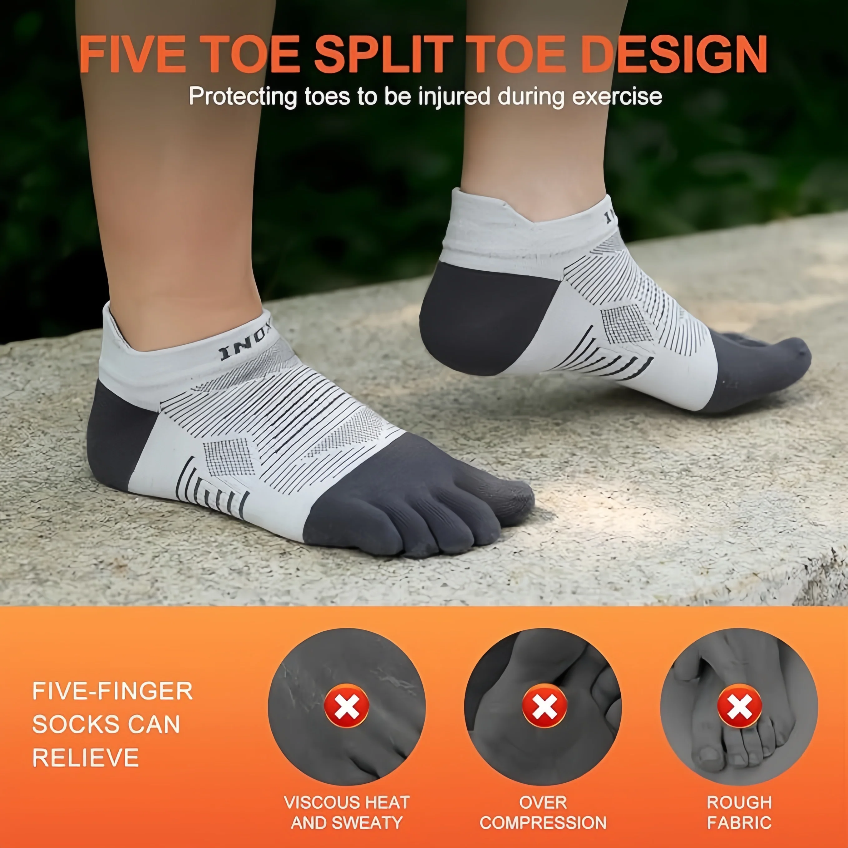 INOXTO Running Toe Socks-4 Pairs COOLMAX® - Image 5