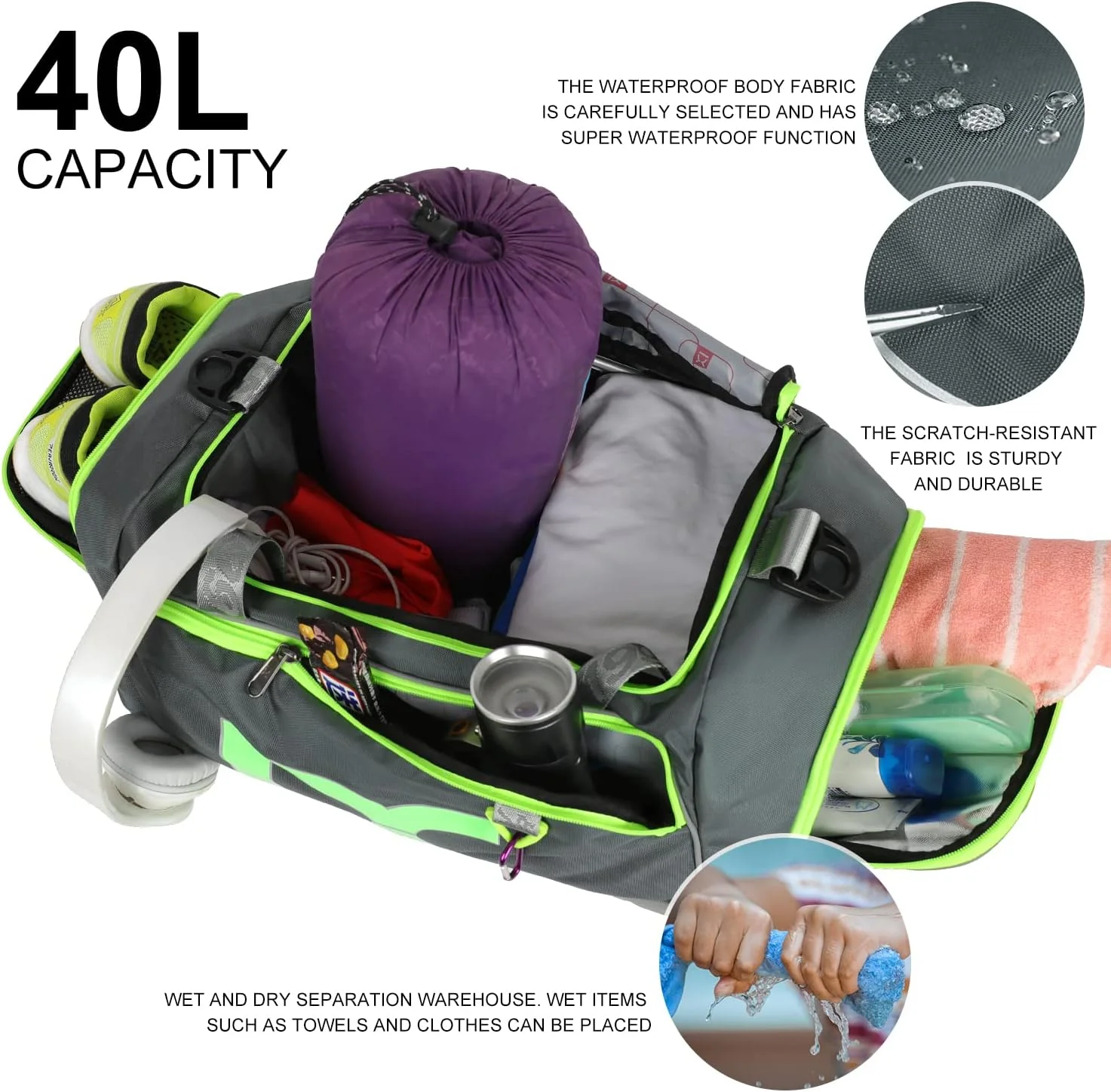 INOXTO Travel Duffel Bag, Sport Gym Bag - Image 11